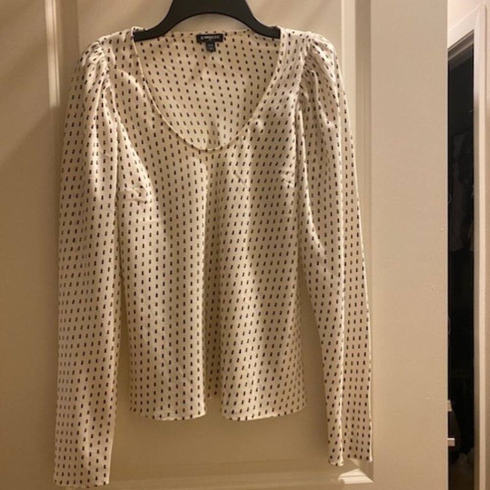 Express Polka Dot Long Sleeve Blouse - Size XS